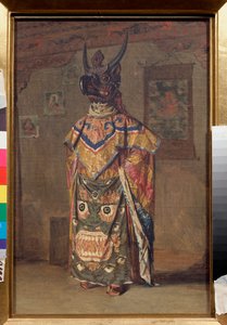 Un lama a une fete bouddhiste dans le monastere de Rumtek a Sikkim (Inde) (喇嘛在锡金隆德寺的佛教盛宴上) - Peinture de Vasili Vasilyevich Vereshchagin (Vassili Verechtchaguine) (1842-1904), huile sur toile 作者 瓦西里·瓦西里耶维奇（Vasili Vasilievich Vereshchagin）