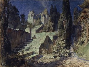 歌剧的舞台设计N. Krotkov的《红玫瑰》，1884年