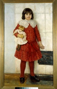 女孩有娃娃画 瓦西里·伊万诺维奇·苏里科夫 (Vasili Surikov 或 Vasili Surikow) (1848-1916) 1888 莫斯科。 特列季亚科夫画廊