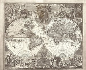 世界双半球地图，1713年 作者 瓦西里·阿努弗里耶维奇·基普里亚诺夫
