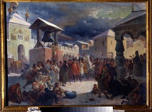 Le veche (assemblee populaire medievale des pays slaves) dans la republique de Novgorod (The veche in the republic of Novgorod). Peinture de Vasili Grigorievich Khudyakov (1826-1871). Huile sur toile   1423408   zh       chinese Successfully Translated  Or 作者 瓦西里·格里戈里耶维奇·胡贾科夫