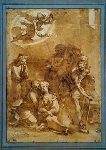 Ventura di Arcangelo Salimbeni dit Bevilacqua (1568-1613) 用棕色墨水为圣塞西莉亚（比萨）绘制的圣塞西尔之死准备工作。 0.25 X 0.17m。 巴黎，卢浮宫博物馆