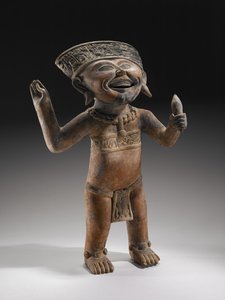 公元600-900年的“大笑男孩”雕像（陶瓷，有油漆痕迹）