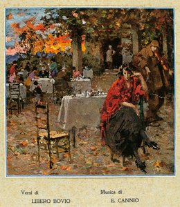 Outdoor restaurant, illustration for a collection of Neapolitan songs. Italy, 20th Century. (illustration) 作者 Vicenzo Irolli