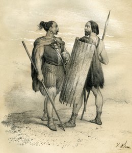 大约在 254 年，弗朗克人和西坎伯尔人成为战士。西坎伯人是利普河以南的日耳曼人，8 世纪时被罗马人征服，后来融入了法兰西人。维克多-亚当（Victor Adam，1801-1866 年）在《法国的历史》一书中绘制的版画。