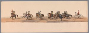 1836 年乌特勒支大学第二个百年庆典上的历史庆典（图版 2）
1600 年 7 月 3 日，尼乌波尔特战役胜利后的第二天，荷兰军队前往奥斯坦德的游行队伍；根据 H H Student 提供的服装表现形式 作者 卡拉梅利和公司
