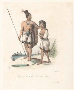 胡阿胡阿（新西兰）居民的服装 Costume deshabitans de Houa-Houa（物体上的标题） 星盘的发现之旅（系列名称） Voyage de découvertes de l