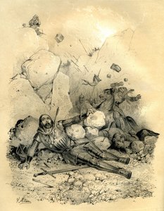 778 年，布列塔尼进军伯爵罗兰在隆塞沃山谷（比利牛斯山）被瓦斯贡人（巴斯克人）的一支分遣队杀死。维克多-亚当（Victor Adam，1801-1866 年）的雕刻作品，收录在阿尔当兄弟于 19 世纪中叶出版的《中世纪的法国》一书中。 作者 Victor Adam