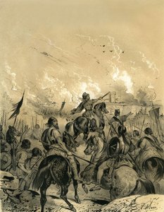 高卢人在 390 年的阿利亚战役后占领了罗马。维克多-亚当（Victor Adam，1801-1866 年）在 19 世纪中叶阿尔当兄弟出版的《中世纪的法国》一书中的雕刻。