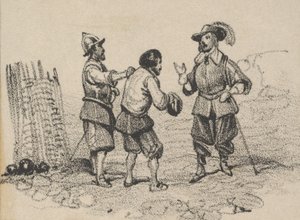 三个男人在争吵，19世纪中期。 作者 Victor Adam