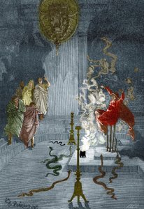 古希腊："古希腊阿波罗神庙女祭司派提亚的形象"，雕刻选自路易斯-菲盖尔的《科学的奥秘》，私人收藏