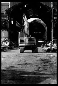 1971年8月，巴黎中央市场的拆迁（黑白照片）。
