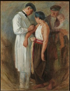 La疫苗接种，c.1923年（布面油画）