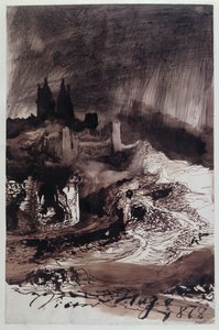 城堡，1878年（笔和墨水在纸上洗） 作者 维克多·雨果