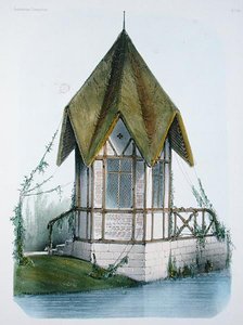 乡间亭子，来自 "Habitations Champetres"，由Becquet兄弟雕刻，约1855年（彩色平印）。