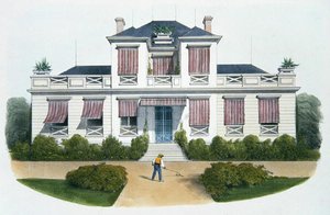 一座意大利别墅，来自巴黎出版的《Habitations Champetres》的插图，约1895年（chromolitho）。