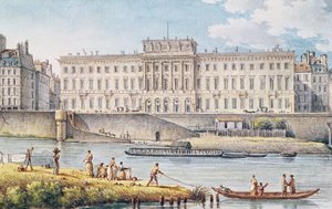 在塞纳河两个分支的交汇处观看Hotel des Monnaies酒店 作者 维克多·让·尼科尔（Victor Jean Nicolle）