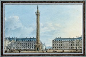 位于巴黎旺多姆广场的 bellic 柱子的视图，维克多·让·尼科尔 (Victor Jean Nicolle，1754-1828 年) 于 1810 年左右拍摄水彩画。 0,67x0,12 m Malmaison, musee du chateau