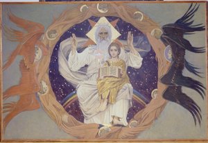 三位一体，1907年华沙亚历山大·涅夫斯基大教堂的预备草图 作者 维克多。