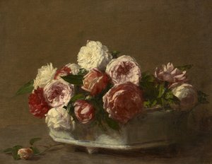 陶瓷花盆中的玫瑰，约1875年-1900年 作者 维多利亚·杜伯格
