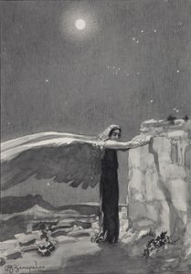 米哈伊尔-莱蒙托夫的《恶魔》一诗的插图，1913-1914年 作者 维克托·德米特里耶维奇·扎米雷洛