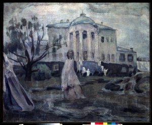 Fantomes（幽灵）。Viktor (Victor) Elpidiforovich Borisov Musatov (Borisov-Musatov) (1870-1905) 的画作。纸上钢笔画 作者 维克多·埃尔皮迪佛罗维奇·鲍里索夫·穆萨托夫