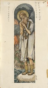 Ustyug的Saint Prokopius在基辅圣弗拉基米尔大教堂的壁画研究，1884-1889年 作者 维克托·米哈伊洛维奇·瓦斯涅佐夫