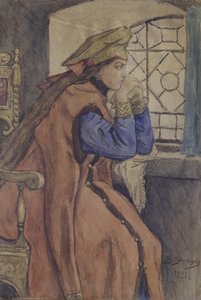 Tsarevna在窗户上永不微笑的公主，1920年 作者 维克托·米哈伊洛维奇·瓦斯涅佐夫