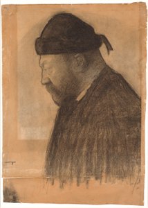 索瓦尔德-宾德斯博尔（Thorvald Bindesbøll）左侧侧面肖像 作者 威廉·哈默修伊