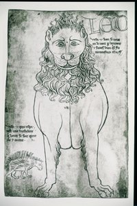 19093年女士fol.24v Lion and Porcupine（传真）