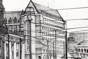曼彻斯特市政厅，2007年（纸上墨水） 作者 文森特·亚历山大·布斯