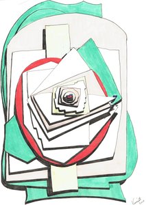 2017年结束，（纸上彩色墨水）