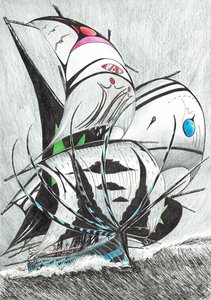 风暴创作者安达曼海，2017年，（纸上墨水） 作者 文森特·亚历山大·布斯