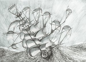 风暴造物主南海，2017，（纸上水墨） 作者 文森特·亚历山大·布斯