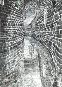 第35页，Findhorn森林中的城堡，2006年，（纸上墨水） 作者 文森特·亚历山大·布斯