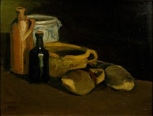 木屐和盆子的静物，1884年。 作者 文森特·梵高