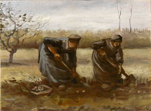 两个挖土豆的农妇，1885年。 作者 文森特·梵高