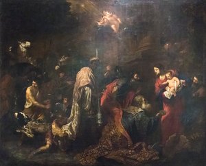 东方三博士的崇拜（布面油画） 作者 文森特·马洛（Vincent Malo）