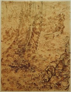 在疗养院的花园里的常春藤树 作者 文森特·梵高