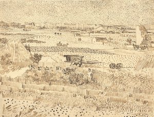 收获--拉克鲁平原，1888年。 作者 文森特·梵高