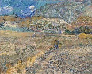 Saint-Rémy的风景（与农民一起封闭的田野） 作者 文森特·梵高