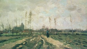 教堂和房屋的风景，努嫩，1885年 作者 文森特·梵高