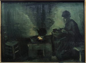 文森特·梵高 (1853-1890) 1885 年在木头上的农民 Peiture Marouflee。 0,29x0,4 m 巴黎，奥赛博物馆 作者 文森特·梵高