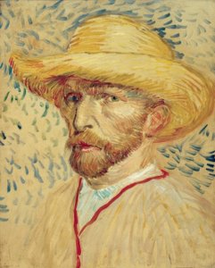 自画像与草帽和画家的工作服 作者 Vincent van Gogh