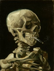燃烧着香烟的骷髅头骨，约 1886 年（布面油画） 作者 Vincent van Gogh