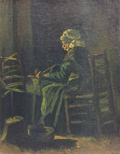 女人在纺车，1885年 作者 文森特·梵高