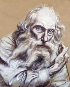 自画像，作者 Vincenzo Gemito（1852-1929），纸上蛋彩画，50x40 厘米