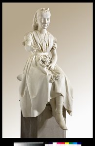 弗吉尼亚·布斯蒂·波罗侯爵夫人的画像，她是一个献花的年轻女孩或年轻女士 作者 文森佐·维拉（Vincenzo Vela）