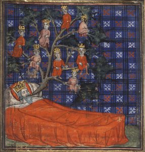 吉亚特·德·穆兰斯（Giart des Moulins）的圣经历史记录中的耶西树（1400-1415）