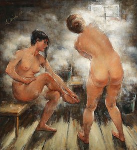 在俄罗斯的蒸汽浴中，1918年。 作者 维塔利·加夫里洛维奇·季霍夫